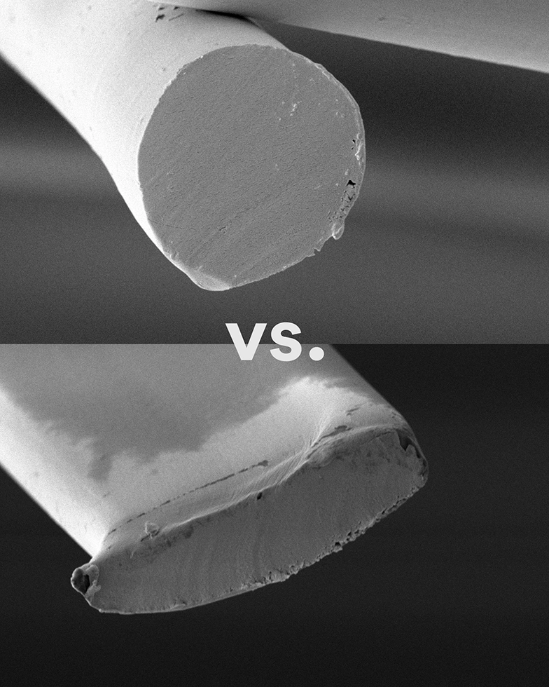 Gray sections of Lyocell fibers (Photo)