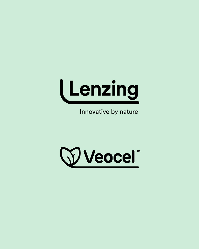 Texts: “Lenzing Innovative by nature” and “Veocel” on a light green background