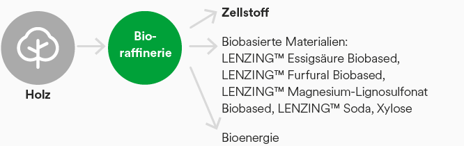 Hocheffizienter Einsatz des Rohstoffes Holz in den Bioraffinerien (Illustration)